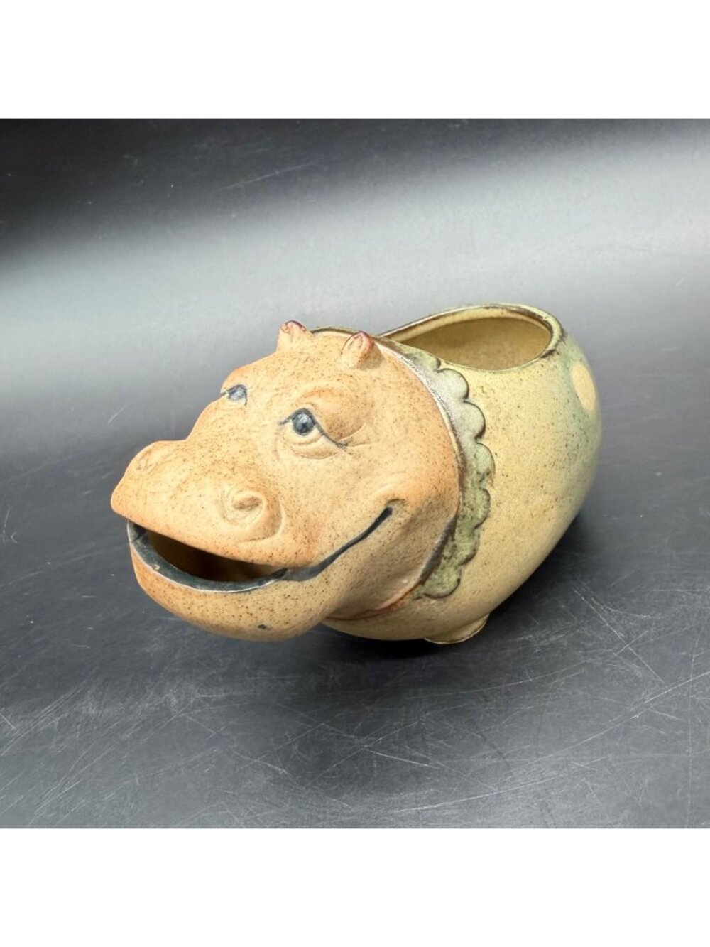 Hippopotamus Planter House Hippo Figurine Kitsch Decor UCTCI 1970s Japan Retro